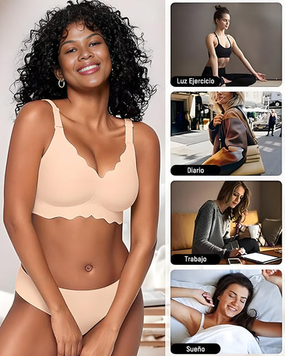 Sujetador Jelly Sin Aros de Cobertura Total con Borde Ondulado