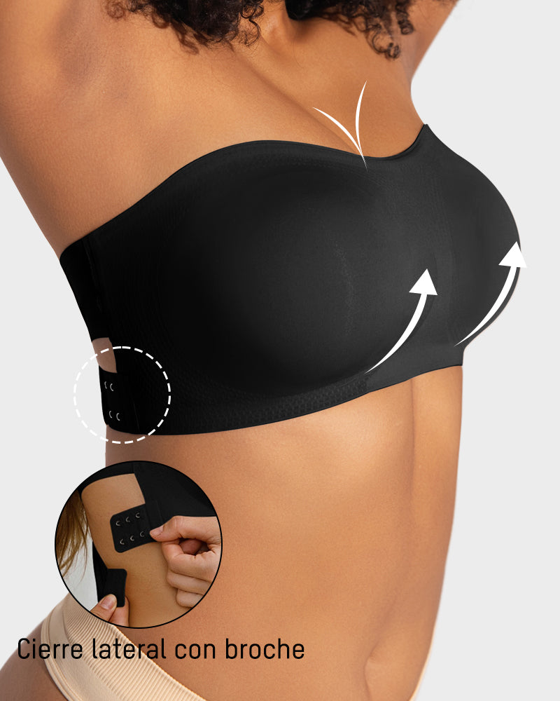 Sujetador Bandeau con Gancho Lateral Cruzado y Antideslizante