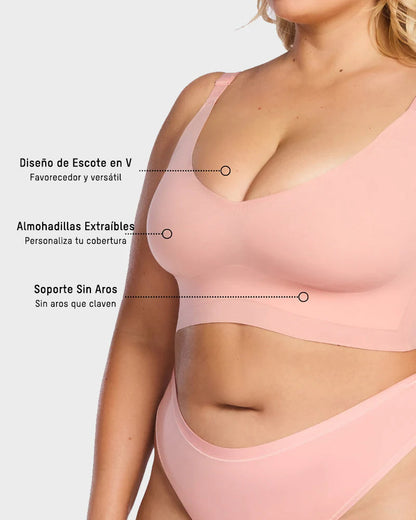 Brasier sin Varilla con Escote V y Ajuste Suave en Espalda y Laterales