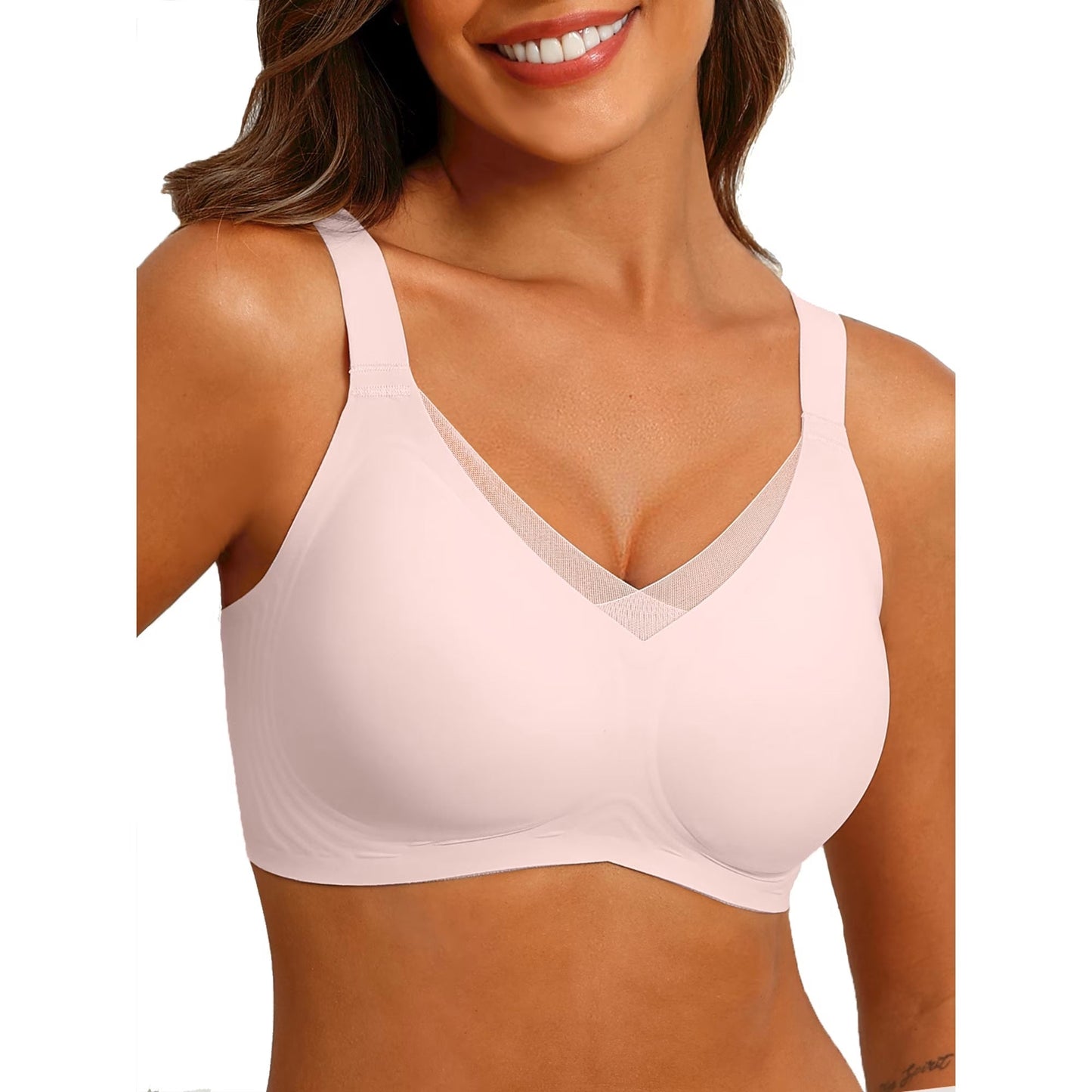Sujeta Senos Sin Aros para Mujer con Malla - Sujetador Cómodo y Soporte